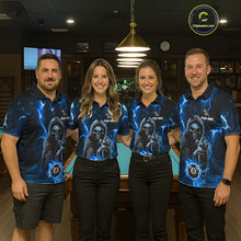 Load image into Gallery viewer, Blue Grim Reaper 8 Ball Billiard Shirt For Women Custom Lightning Billiard Team Jersey Polo, 1/4 Zip TDM6327