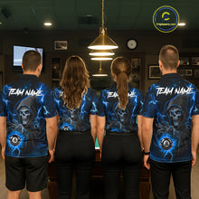 Load image into Gallery viewer, Blue Grim Reaper 8 Ball Billiard Shirt For Women Custom Lightning Billiard Team Jersey Polo, 1/4 Zip TDM6327