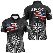 Load image into Gallery viewer, American Flag Darts Polo &amp; Quarter-Zip Shirts For Men Custom Patriotic Black Darts Team Jerseys TDM2731