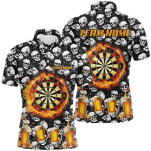 Load image into Gallery viewer, Fire Flame Dart Board &amp; Beer Custom Skull Pattern Dart Shirts For Men, Funny Drinking Dart Jerseys TDM2734