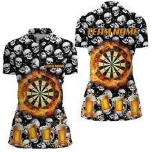 Load image into Gallery viewer, Fire Flame Dart Board &amp; Beer Custom Skull Pattern Dart Shirts For Women, Funny Drinking Dart Jerseys TDM2734