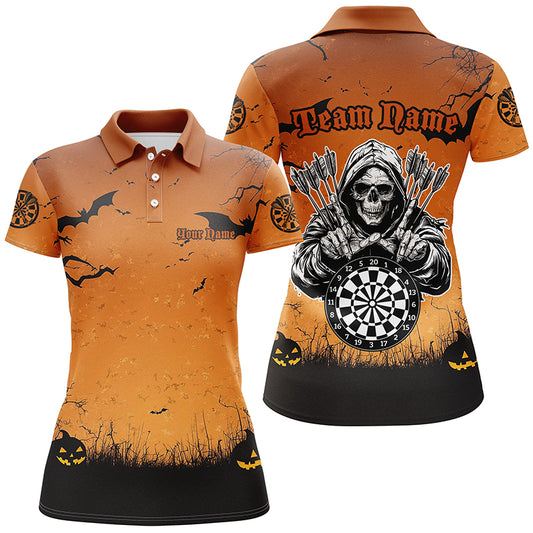 Orange Halloween Spook Night Custom Women Dart Shirts,  Grim Reaper Halloween Darts Gift TDM2737