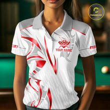 Load image into Gallery viewer, White And Red Crown 8 Ball Women's Billiards Shirts Custom Billiard Jersey Team Polo &amp; 1/4 Zip TDM5212
