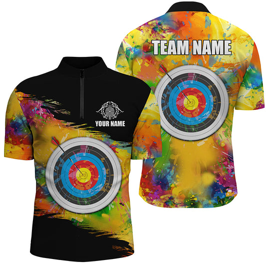 Colorful 3D Target Archery Men Quarter-Zip Shirt Custom Archery Jerseys Attire For Archer TDM1238