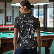 Load image into Gallery viewer, Black White Funny Grim Reaper 8 Ball Pool Women Billiard Shirts Custom Lightning Billiard Jerseys TDM3726