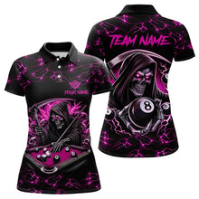 Load image into Gallery viewer, Pink Funny Grim Reaper 8 Ball Pool Women Billiard Shirts Custom Lightning Billiard Jerseys TDM3727