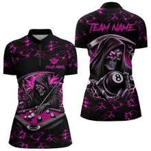 Load image into Gallery viewer, Pink Funny Grim Reaper 8 Ball Pool Women Billiard Shirts Custom Lightning Billiard Jerseys TDM3727