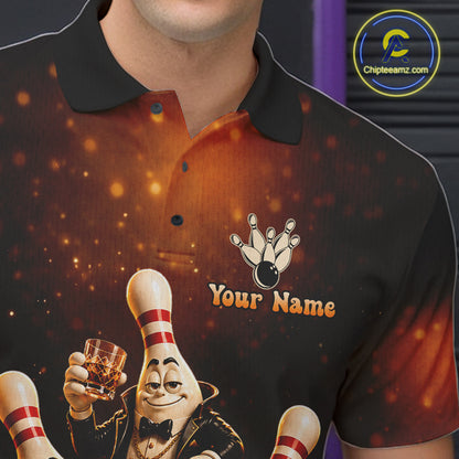 Funny Crown Drunk Bowling Pins Bourbon Vintage Bowling Shirts For Men Custom Bowling Team Jersey TDM7254