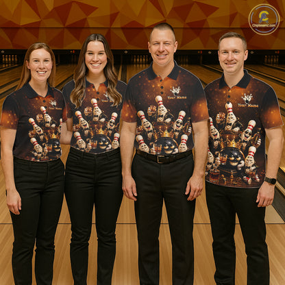 Funny Crown Drunk Bowling Pins Bourbon Vintage Bowling Shirts For Men Custom Bowling Team Jersey TDM7254