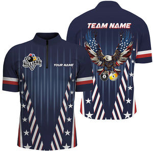 Customized Eagle American 8 & 9 Ball Billiard Shirts For Men, Patriotic Billiard Flag Team Jerseys TDM2748