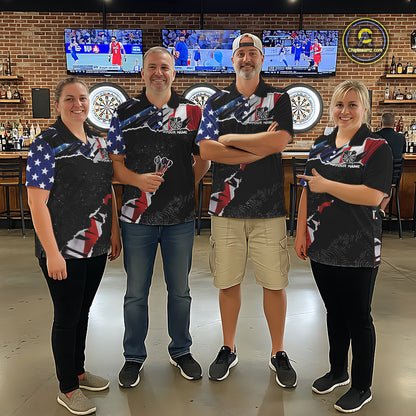 American Flag Aim Shoot Swear Repeat Darts Shirt For Women Custom Darts Jersey Team Polo & 1/4 Zip TDM5930