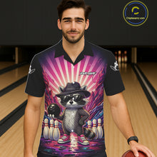 Load image into Gallery viewer, Pink Funny Raccoon Hawaiian Bowling Shirt For Women Custom Graffiti Bowling Team Jersey TDM6092