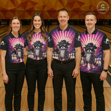 Load image into Gallery viewer, Pink Funny Raccoon Bowling Jersey For Women Custom Graffiti Bowling Shirt Team Polo &amp; 1/4 Zip TDM6092