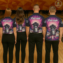 Load image into Gallery viewer, Pink Funny Raccoon Bowling Jersey For Women Custom Graffiti Bowling Shirt Team Polo &amp; 1/4 Zip TDM6092