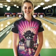 Load image into Gallery viewer, Pink Funny Raccoon Bowling Jersey For Women Custom Graffiti Bowling Shirt Team Polo &amp; 1/4 Zip TDM6092