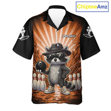 Load image into Gallery viewer, Orange Funny Raccoon Hawaiian Bowling Shirt For Women Custom Graffiti Bowling Team Jersey TDM6093