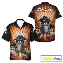 Load image into Gallery viewer, Orange Funny Raccoon Hawaiian Bowling Shirt For Women Custom Graffiti Bowling Team Jersey TDM6093