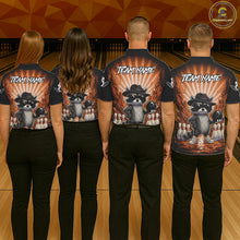 Load image into Gallery viewer, Orange Funny Raccoon Bowling Jersey For Women Custom Graffiti Bowling Shirt Team Polo &amp; 1/4 Zip TDM6093