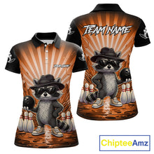 Load image into Gallery viewer, Orange Funny Raccoon Bowling Jersey For Women Custom Graffiti Bowling Shirt Team Polo &amp; 1/4 Zip TDM6093