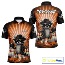 Load image into Gallery viewer, Orange Funny Raccoon Bowling Jersey For Men Custom Graffiti Bowling Shirt Team Polo &amp; 1/4 Zip TDM6093