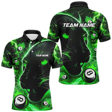 Load image into Gallery viewer, Personalized Green 8 Ball Pool Panther 3D Billiard Shirts For Men, Team League Billiard Jerseys TDM2245