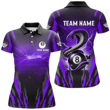 Load image into Gallery viewer, Personalized Thunder Lightning Cobra Snake Women Billiard Shirt, 8 Ball Billiard Team Jerseys |Purple TDM2749