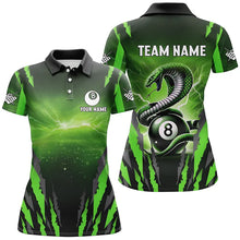 Load image into Gallery viewer, Personalized Thunder Lightning Cobra Snake Women Billiard Shirt, 8 Ball Billiard Team Jerseys |Green TDM2750