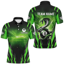 Load image into Gallery viewer, Personalized Thunder Lightning Cobra Snake Men Billiard Shirt, 8 Ball Billiard Team Jerseys |Green TDM2750