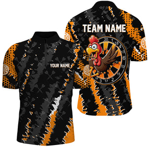 Funny Turkey Custom Orange Black Darts Shirts For Men, Thanksgiving Darts Jerseys, Darts Gifts TDM2758