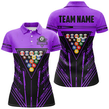 Load image into Gallery viewer, Personalized Purple Billiard 8 Ball Rack Polo &amp; Quarter-Zip Shirts For Women, Billiard Team Jerseys TDM3001