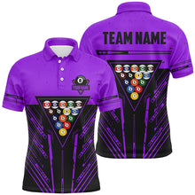 Load image into Gallery viewer, Personalized Purple Billiard 8 Ball Rack Polo &amp; Quarter-Zip Shirts For Men, Billiard Team Jerseys TDM3001