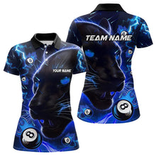 Load image into Gallery viewer, Personalized Blue 8 Ball Pool Panther 3D Billiard Shirts For Women, Team League Billiard Jerseys TDM3738