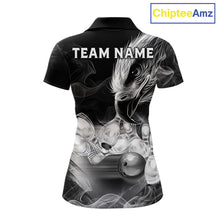 Load image into Gallery viewer, Black And White Custom Eagle Smoke Bowling Shirt For Women, Bowling Team Jersey Polo &amp; 1/4 Zip TDM6356