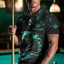 Load image into Gallery viewer, Turquoise Funny Death Skeleton 8 Ball Pool Men Billiard Shirts Custom Lightning Billiard Jerseys TDM2040