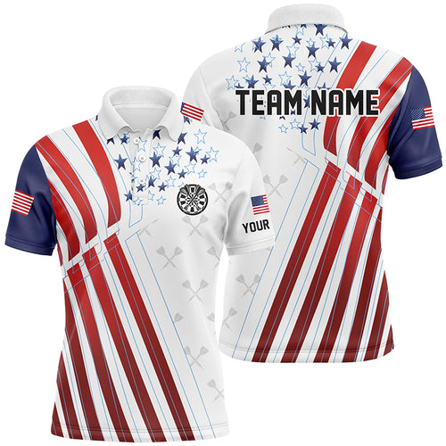 American Flag Darts Pattern Custom Darts Polo & 1/4 Zip Shirts For Men, Patriotic Dart Jerseys TDM2769