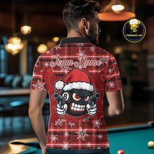 Load image into Gallery viewer, Funny Santa 8 Ball Pool Men's Billiard Shirt Custom Red Plaid Snowflake Christmas Billiard Jersey TDM5223