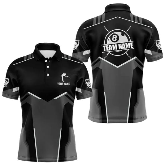 Billiard Jerseys For Men Custom Polo & Quarter-Zip Billiard Shirts, Team Pooler Short Sleeve |White TDM3742