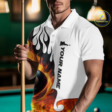 Load image into Gallery viewer, Personalized Orange 8 Ball Fire Flame Men's Billiard Shirt Custom Pool Team Jersey Polo &amp; 1/4 Zip TDM5229