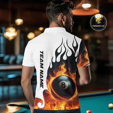 Load image into Gallery viewer, Personalized Orange 8 Ball Fire Flame Men's Billiard Shirt Custom Pool Team Jersey Polo &amp; 1/4 Zip TDM5229