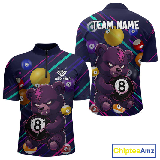 Personalized Funny Bear 8 Ball Billiard Shirt For Men Custom Billiard Jersey, Pool Team Shirts TDM5234