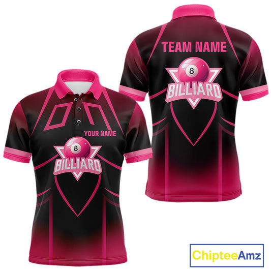 Personalized Black And Pink 8 Ball Pool Valentine Billiard Shirt For Men Custom Billiard Gifts TDM5747
