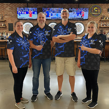 Load image into Gallery viewer, Blue Dartboard Ligthning Darts Shirt For Women Custom Darts Jersey Team Polo &amp; Quarter Zip TDM6110