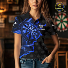 Load image into Gallery viewer, Blue Dartboard Ligthning Darts Shirt For Women Custom Darts Jersey Team Polo &amp; Quarter Zip TDM6110