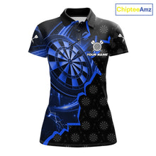 Load image into Gallery viewer, Blue Dartboard Ligthning Darts Shirt For Women Custom Darts Jersey Team Polo &amp; Quarter Zip TDM6110