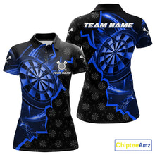 Load image into Gallery viewer, Blue Dartboard Ligthning Darts Shirt For Women Custom Darts Jersey Team Polo &amp; Quarter Zip TDM6110