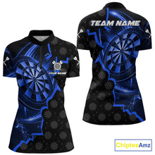 Load image into Gallery viewer, Blue Dartboard Ligthning Darts Shirt For Women Custom Darts Jersey Team Polo &amp; Quarter Zip TDM6110