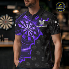 Load image into Gallery viewer, Purple Dartboard Ligthning Darts Shirt For Men Custom Darts Jersey Team Polo &amp; Quarter Zip TDM6111