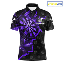 Load image into Gallery viewer, Purple Dartboard Ligthning Darts Shirt For Men Custom Darts Jersey Team Polo &amp; Quarter Zip TDM6111