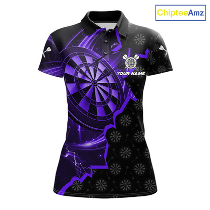 Purple Dartboard Ligthning Darts Shirt For Women Custom Darts Jersey Team Polo & Quarter Zip TDM6111