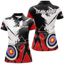 Load image into Gallery viewer, Personalized Grunge Archery Polo And 1/4 Zip Shirts For Women Custom Archery Team Jerseys |Red TDM2054